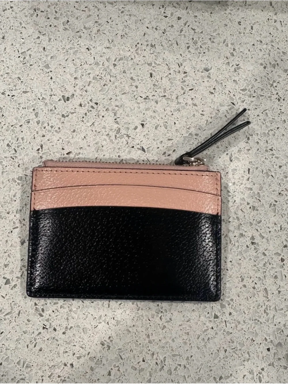 kate spade Black and Pink Leather Zip Card Wallet